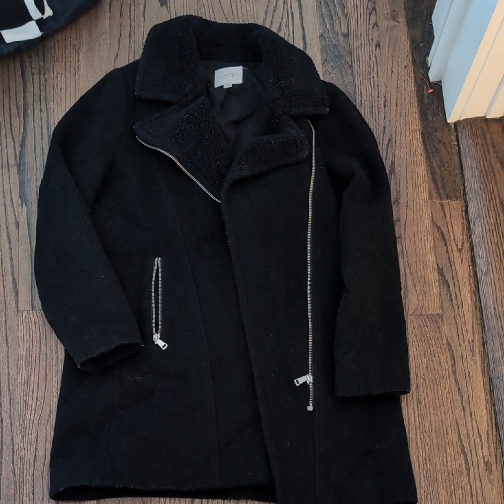 Loft Black Zip-Up Coat